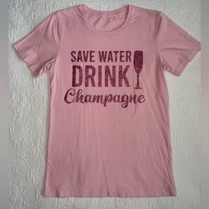 Pink Graphic Tee with Glitter Text